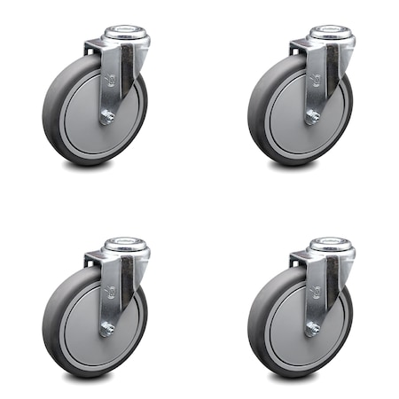 Service Caster 6 Inch Thermoplastic Rubber Wheel Swivel Bolt Hole Caster Set SCC-BH20S614-TPRB-4